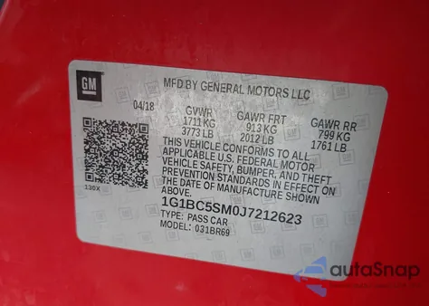 2018 Chevrolet Cruze Ls Auto from USA, damaged, VIN 1G1BC5SM0J7212623